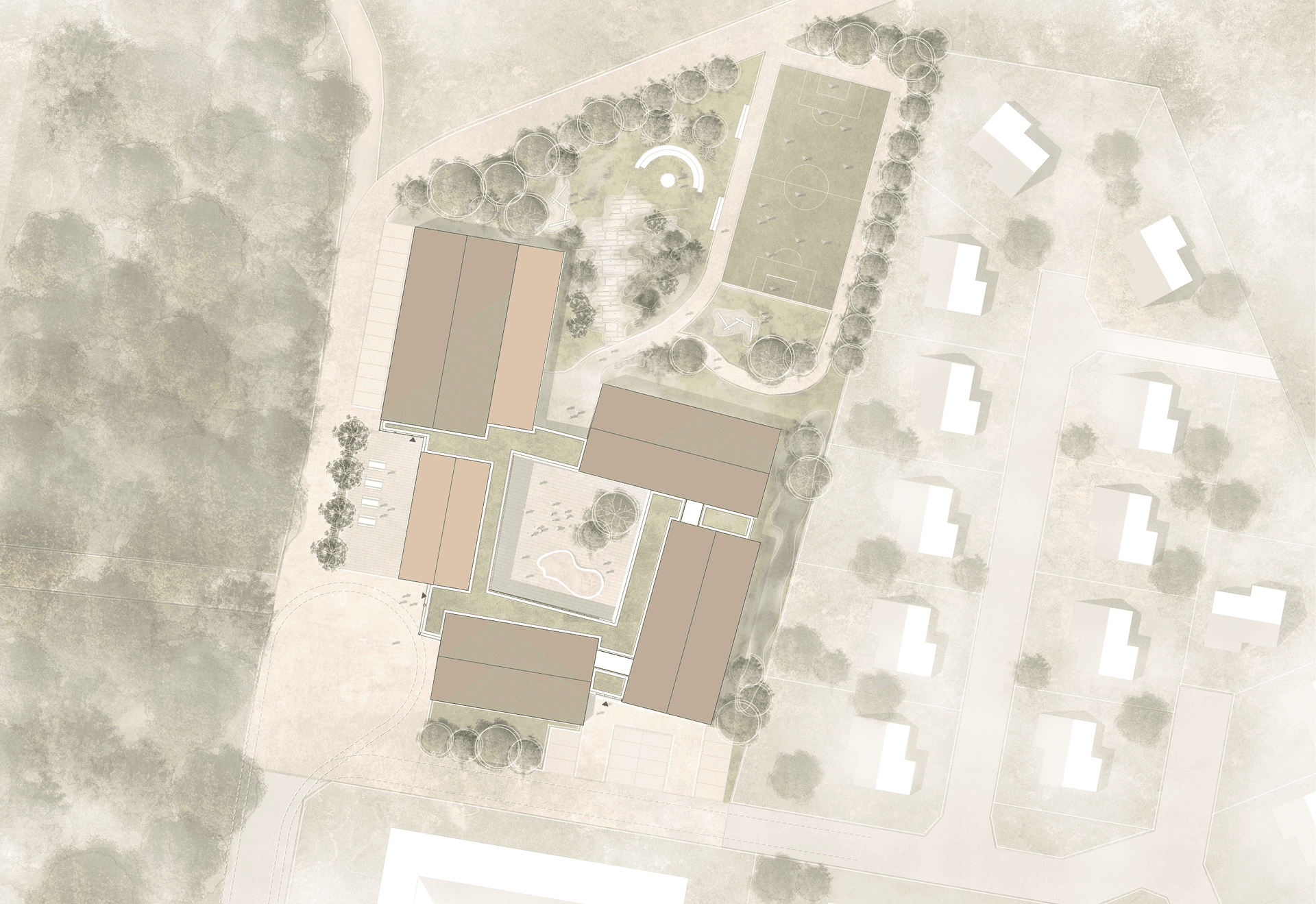 Schule zwischen Dorf und Landschaft